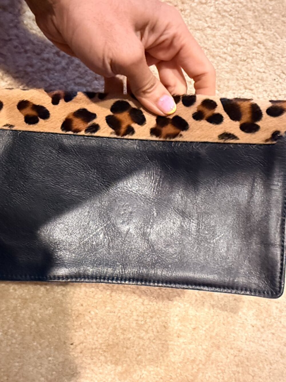 Previously Loved STREETS AHEAD Leopard Calf Hair/Leopard Envelope Clutch Purse - Picture 3 of 7